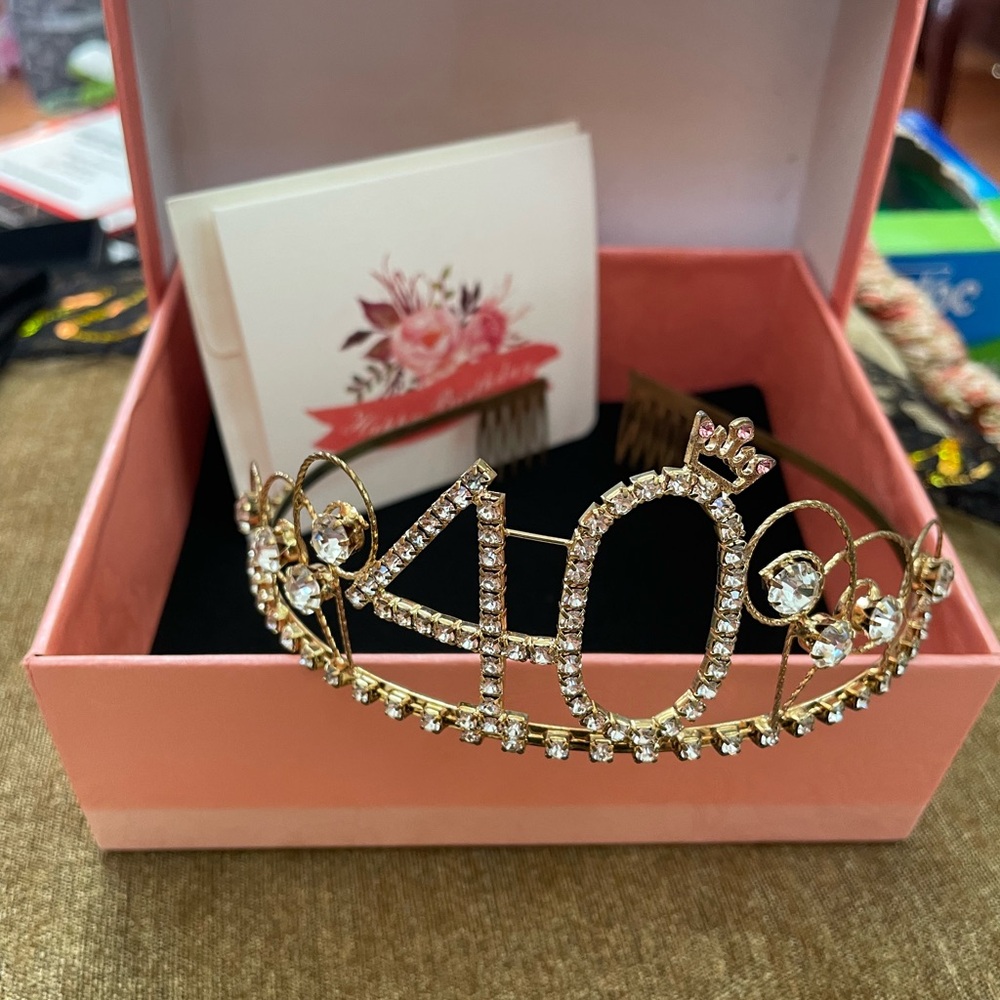 40 & Fabulous Crown, Lace Sash, Gloves